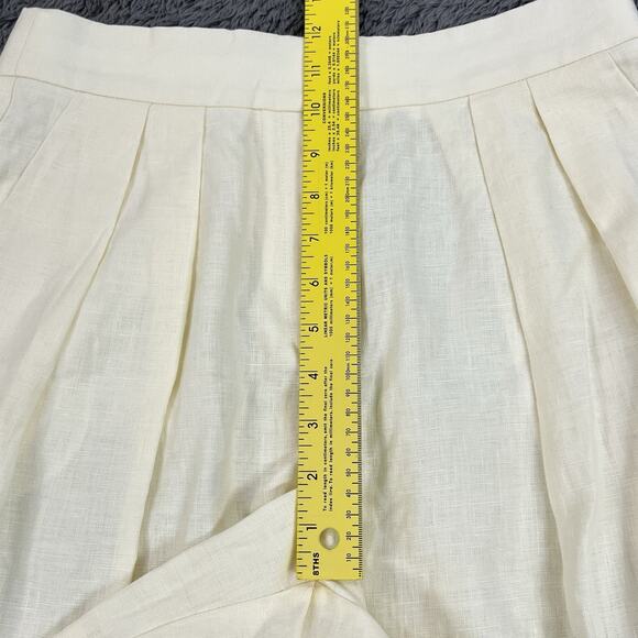 L'academie Shorts Womens Small (27x6) Beige 100% Linen Pleated - New - Picture 9 of 14